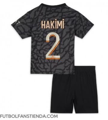 Paris Saint-Germain Achraf Hakimi #2 Tercera Equipación Niños 2023-24 Manga Corta (+ Pantalones cortos)
